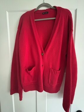 GAP Red V-Neck Pocket Cardigan